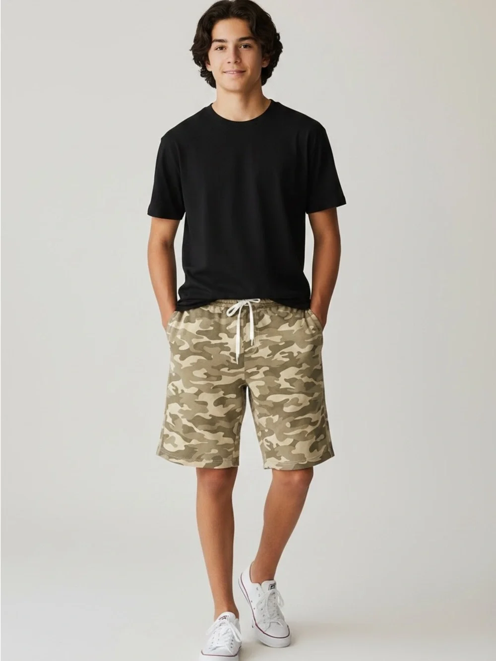 Old Navy Teen Camouflage Drawstring Stretch Shorts - Tan Camo New Size XXL 18